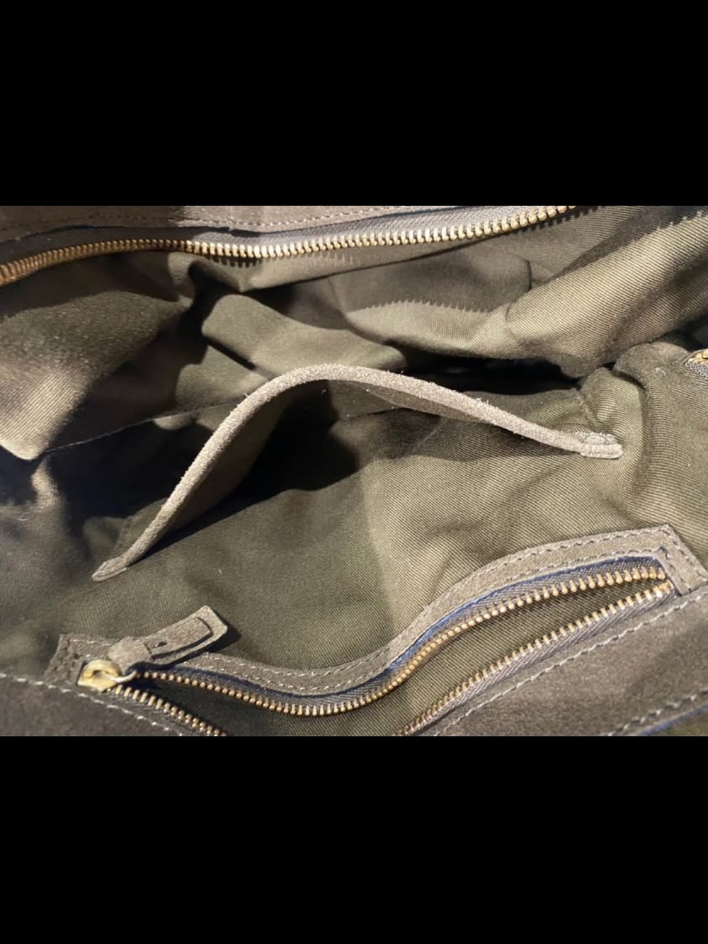 Zara Suede Olive Green Structured Shoulder Bag - Picture 5 of 8